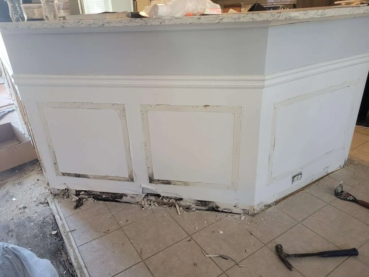 Water damage and mold on kitchen during Storm Damage Restoration in Covington